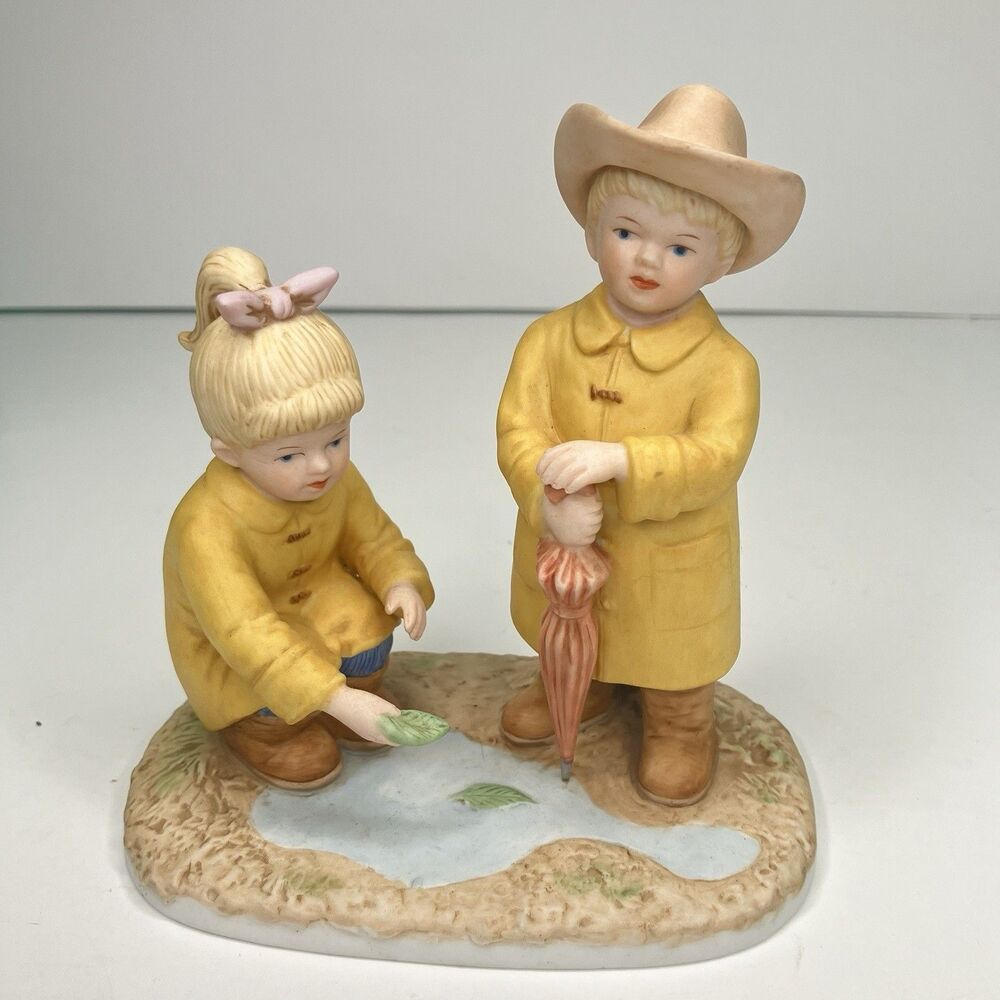 HOME INTERIORS PORCELAIN DENIM DAYS  PUDDLE JUMPERS EXCELLENT CONDITION No Box